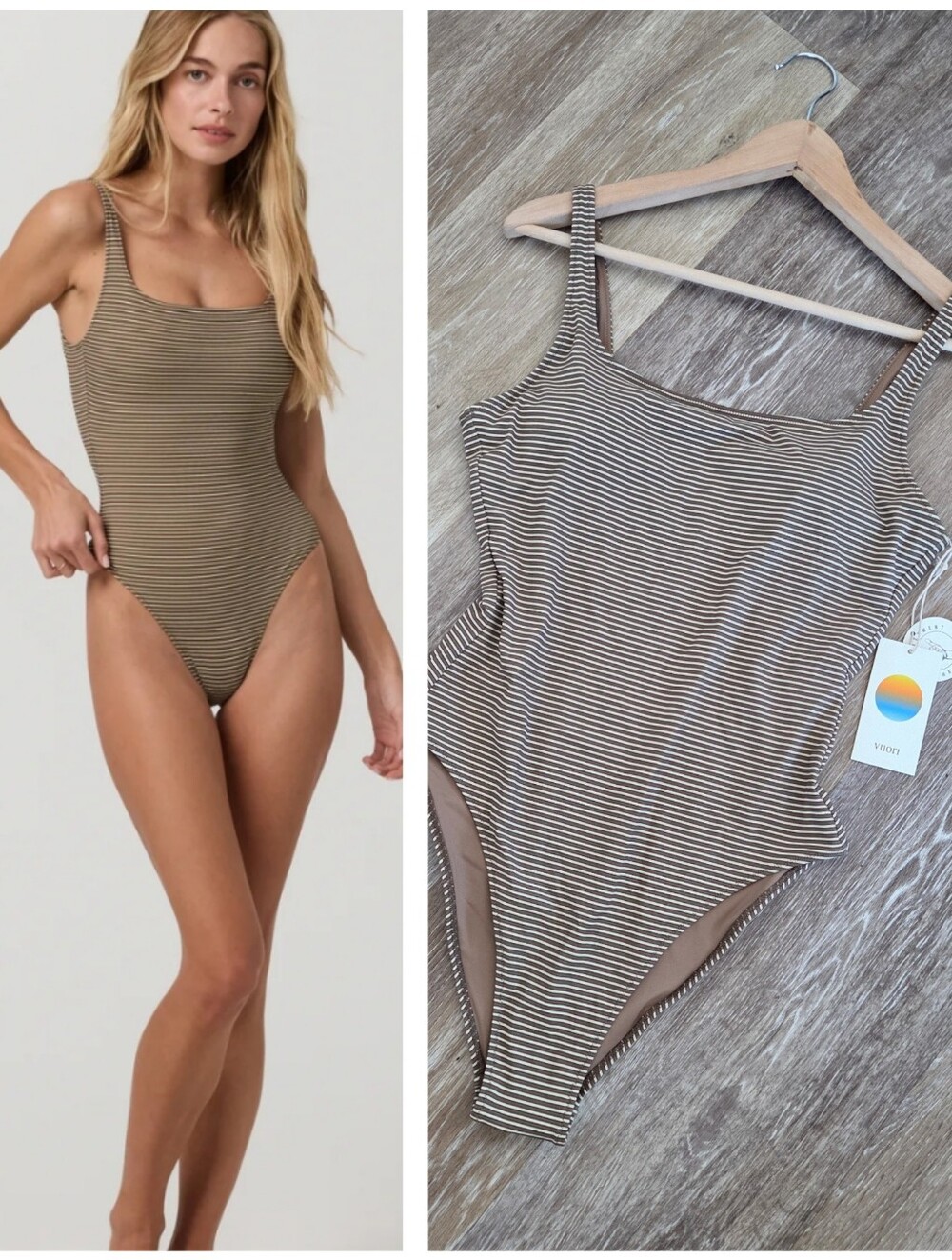 Vuori Encinitas One Piece Swimsuit Bikini NWT Rio Stripe Bodysuit Vacay Resort